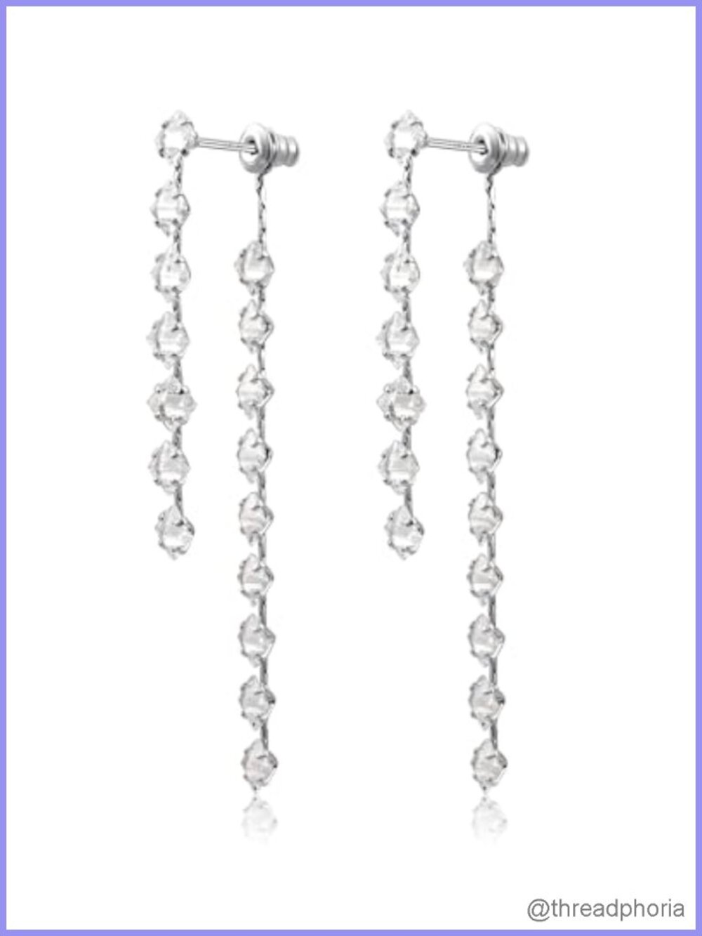 Long Tassel Fringe Chain Drop Earrings for Women Sterling Silver Cubic Zirconia